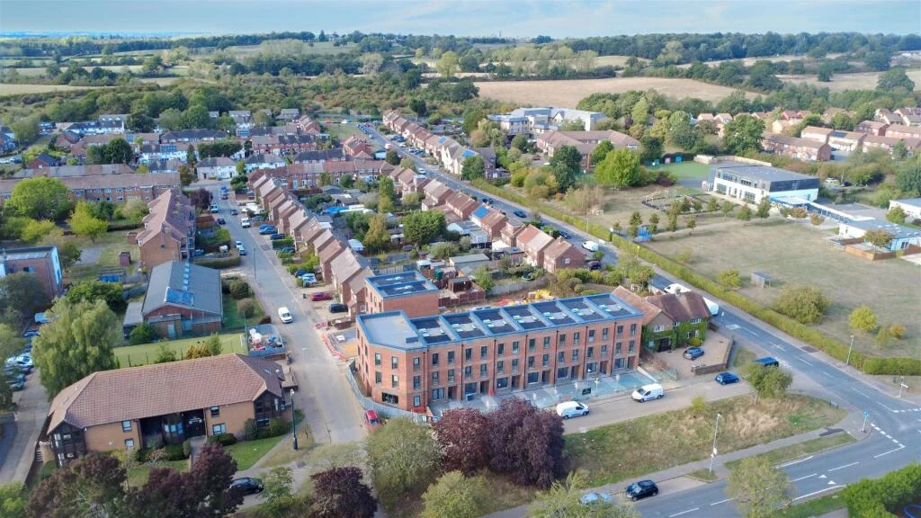 Aerial view of Harrington Place and its Borehamwood neighbourhood